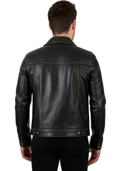 Sanchez Hakiki Deri Erkek Siyah Kot Model Mont fiyatları