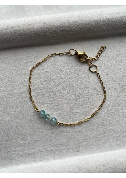 Minimal Topaz Taşı Çelik Bileklik