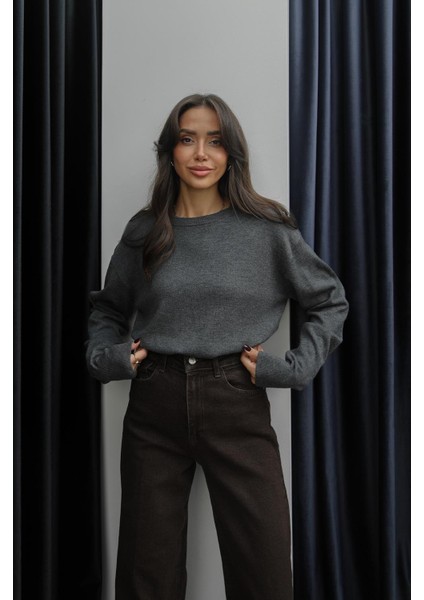 Füme Yünlü Basic Triko Kazak