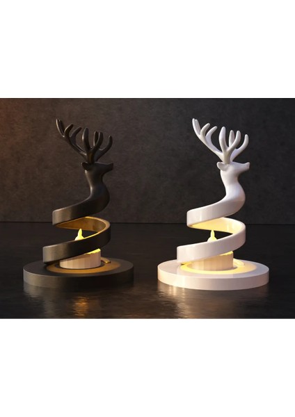 Deerlight Mumluk | Spiral Geyik Tasarım (Tekli, Mum Dahil)