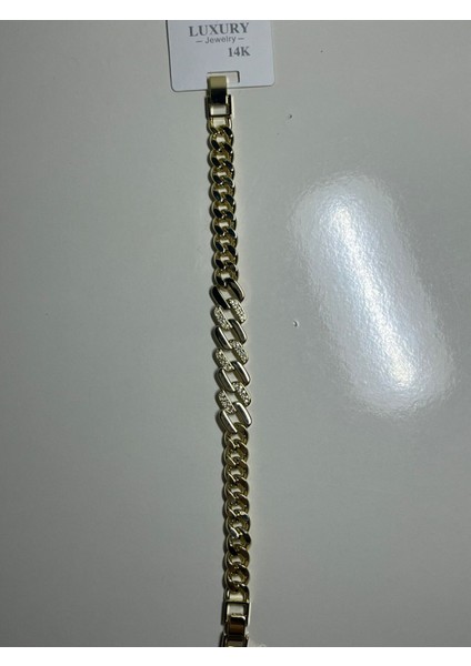 Zirkon Taşlı Gold Kalın Zincir Bileklik fırsatları