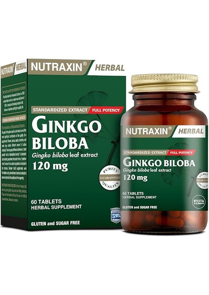 Herbal Ginkgo Biloba+ 120 Mg 60 Tablet Takviye Edici Gıda