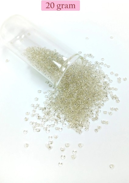 Litaetrend Dökme Cam Kum Boncuk (11/0) 2 mm - 20 Gram - Şeffaf Beyaz - BNC018