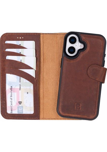 iPhone 17 Uyumlu Hakiki Deri Magsafe ve Rfıd Koruma Özellikli Çıkarılabilir Cüzdanlı Kılıf