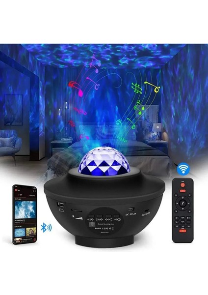 Yıldızlı Projektör Tavan Bulutsu Galaxy Lazer Işıklı Disko Topu Bluetooth Hoparlör Parti LED Lambası fiyatları