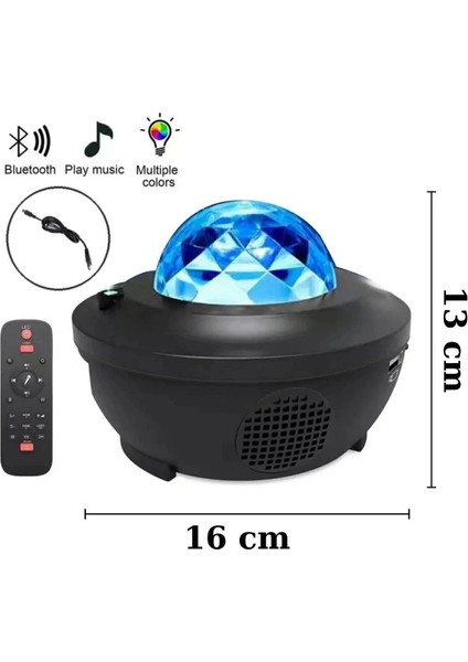 Yıldızlı Projektör Tavan Bulutsu Galaxy Lazer Işıklı Disko Topu Bluetooth Hoparlör Parti LED Lambası fırsatları