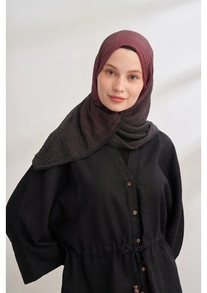Siyah-Bordo Armanda Degrade Biyeli Müslin Şal 3359