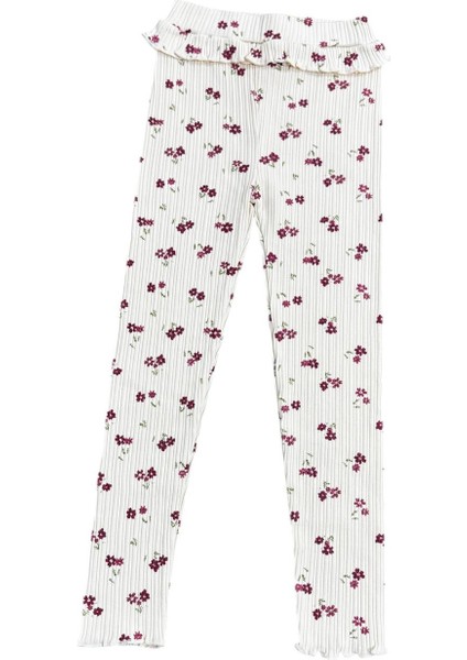 Krem Pembe Çiçekli Fitilli Tayt Tk. modelleri