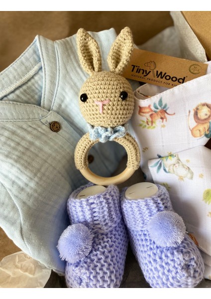 Organik Müslin Tulumlu Bebek Hediye Seti | Amigurumi Çıngıraklı fiyatları