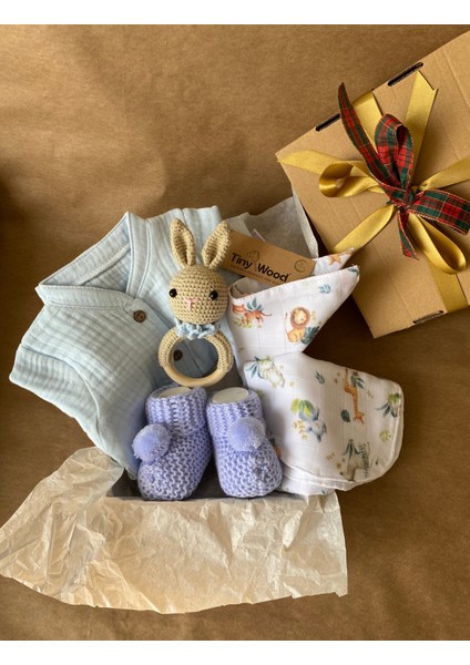 Organik Müslin Tulumlu Bebek Hediye Seti | Amigurumi Çıngıraklı fırsatları