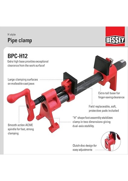 BPC-H12 Boru Kelepçeleri, 1,27 Cm, H-Stil, Kırmızı fiyatları