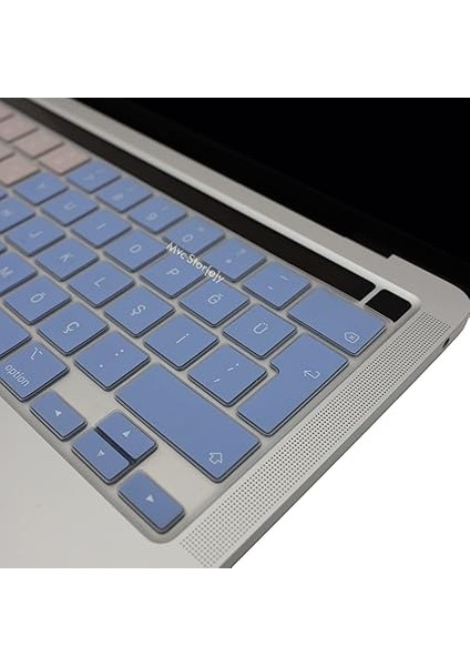 Macbook Pro M1-M2, 13INÇ (Touchbarlı) Klavye Kılıfı (Türkçe Q) A2289 A2251 A2338 A2141 Uyumlu R.powder Mavi Pembe modelleri