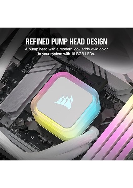 H100I Rgb Elite Sıvı Cpu Soğutucu - 240 mm Aıo - AF120 Elite Pwm Fan - Intel® Lga 1700, 1200, 2066, Amd® Am5 & Am4 Soket - Beyaz indirimleri