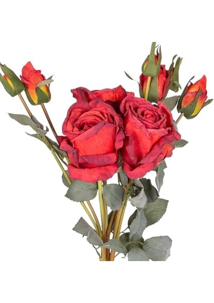 Yapay Gül Demeti 3 Dallı Kırmızı 60 Cm.
