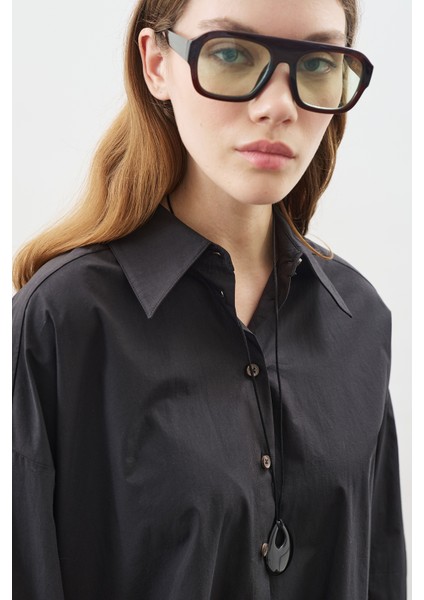 Tasarım Detaylı Oversıze Gömlek Siyah indirimleri