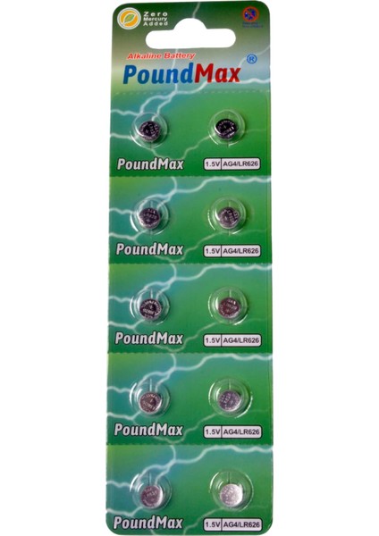 Adet Ag4 376 377 SR626 SR626SW LR66 1.5V Poundmax Düğme Pil, Alkalin Saat Pili, Çocuklara Dayanıklı Ambalaj, Küçük Elektronik Cihazlar Için,ölçüm Cihazları ve Hesap Makineleri