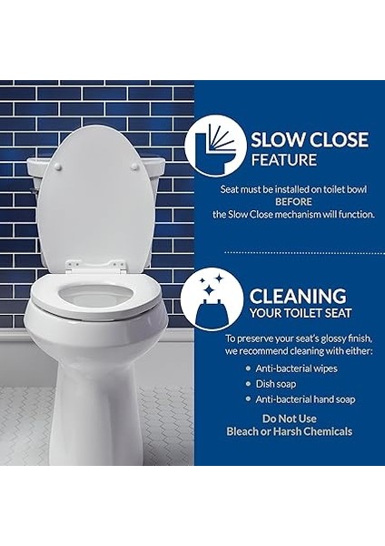 133SLOW 000 Heykel Sepet Dokuma Klozet Kapağı Yavaşlayacak ve Asla Gevşemez, Uzatılmış, Dayanıklı Emaye Ahşap, Beyaz indirimleri