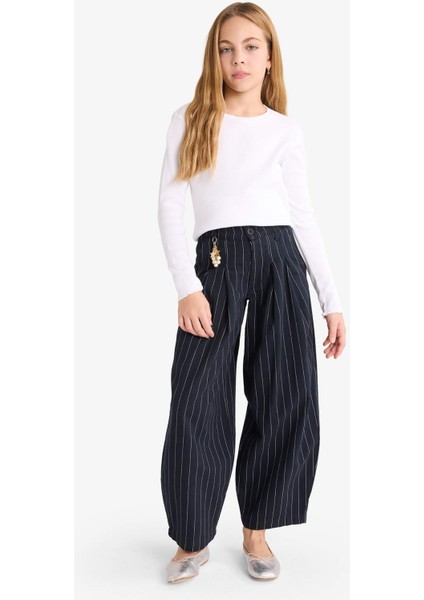 Kız Çocuk Baggy Fit Charm Detaylı Geniş Paça Gabardin Pantolon G3250A825WN fiyatları