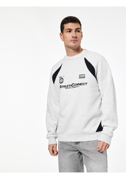 Regular Fit Uzun Kollu Bisiklet Yaka Baskılı Sweatshirt