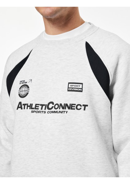 Regular Fit Uzun Kollu Bisiklet Yaka Baskılı Sweatshirt