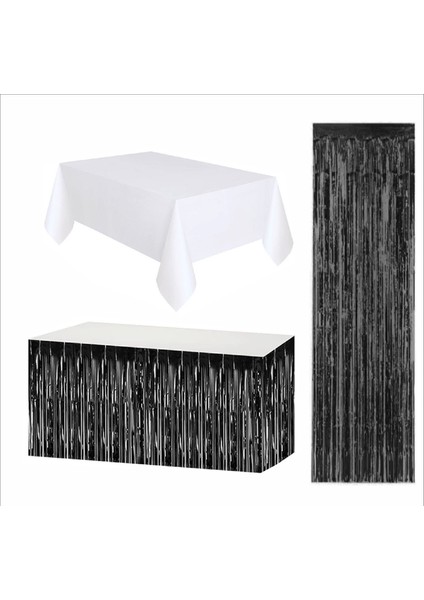 Beyaz Masa Örtüsü, Siyah Masa Eteği, Siyah Arka Fon