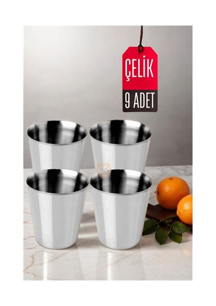 9 Lu Paslanmaz Çelik Bardak – Kamp Piknik ve Mutfak Için Dayanıklı Metal Bardak