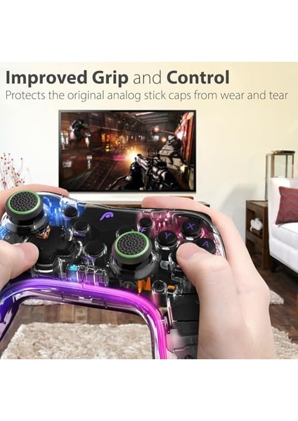 Analog Çubuk, Joystick, Thumbstick Başlıkları, Koruyucu Kapak, Kulplar, Silikon Kapaklar, Ps5 | Ps4 | Ps3 | Gamepad - Siyah/yeşil - 4 Adet fiyatları