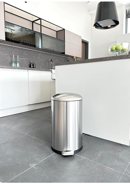 ME903006BOMBE Kapaklı Çelik Çöp Kovası 30LT Fırçalı, Siyah