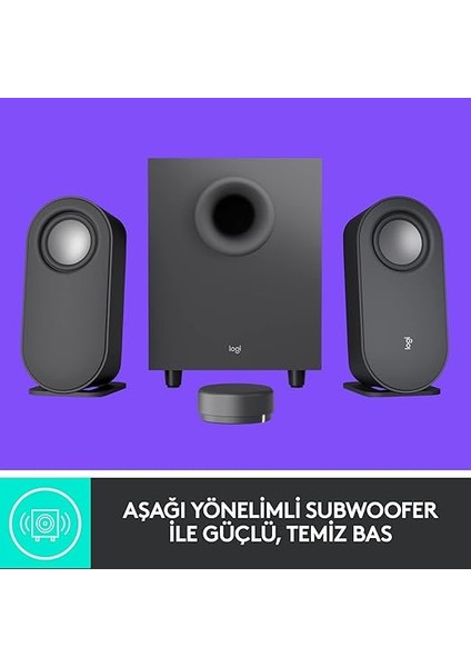 Z407 2.1 Bluetooth Hoparlör Sistemi, Subwoofer, Kompakt Tasarım, Kontrol Kadranı, 20 M Kablosuz Kullanım Mesafesi, 80 W, Siyah modelleri
