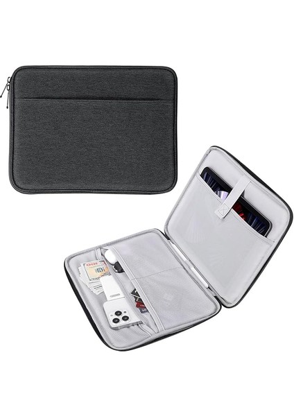 12.9 Inch Tablet Sleeve Bag, Protective Bag With Two Compartments Fits 13 Inch New iPad Pro M4 & Air M2 2024, iPad Pro 12.9 Inch, Surface Laptop Go 12.4, Galaxy Tab S8+/s9+ 12.4, Black & Gray