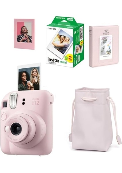 Instax Mini 12 Fotoğraf MAKINESI-20LI Film-Büzgülü KILIF-64LÜ Albüm ve Mıknatıslı Çerçeve Seti 1