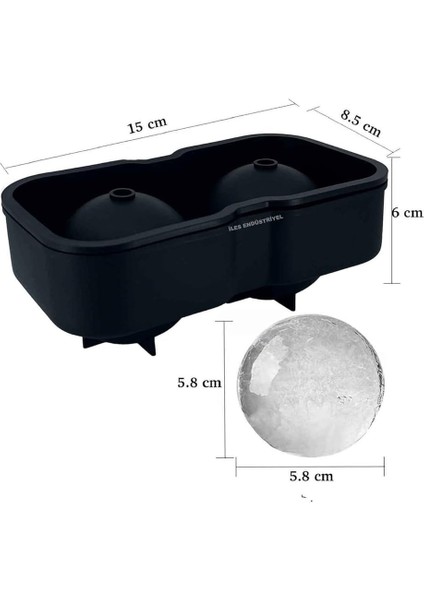 Chef Büyük Boy Silikon 2 Bölmeli Xl Top Buz Kalıbı, Siyah fiyatları
