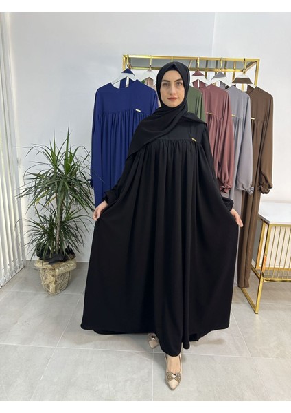 Şallı ve Üsten Robalı,kemerli Elbise Takım .hijap ,abaya (Hac ve Umre Için Uygundur) Siyah