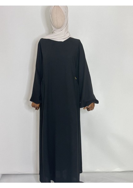 Yandan Robalı,tesettür Bol Elbise,hac ve Umre Için Uygundur Medine Ipegi Kumas Siyah Renk fırsatları