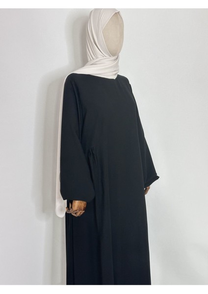 Yandan Robalı,tesettür Bol Elbise,hac ve Umre Için Uygundur Medine Ipegi Kumas Siyah Renk indirimleri