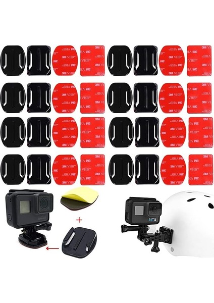 32 Adet Gopro Hero Yapışkan Pedler, Kask 3 M Yapışkan Tutucu, Düz Kavisli Yapışkan Ped, Gopro Herosession 4/3+/3/2/1 Aksiyon Kamerası ile Uyumlu, Kask Sabitlemesi Evrensel Standart Aksesuar