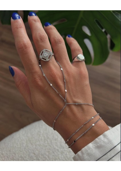 Gümüş Renk Pullu Ince Zincir Şahmeran