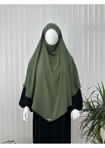 Tek Kat Medine Ipegi Pratik Bağlamalı Üçgen Sufle Eşarp Yeşil Hijab ( Hac ve Umre Için Uygundur)