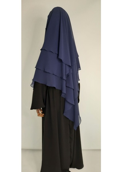 3 Katlı Multi Sifon Sufle Esarp ( Orta Boy ) Hijap Acık Lacıvert modelleri