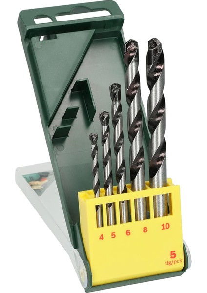 Professional 5 Parça Matkap Ucu Seti ( Için, Darbesiz Matkaplar Için Aksesuar), Yeşil, 5 Adet