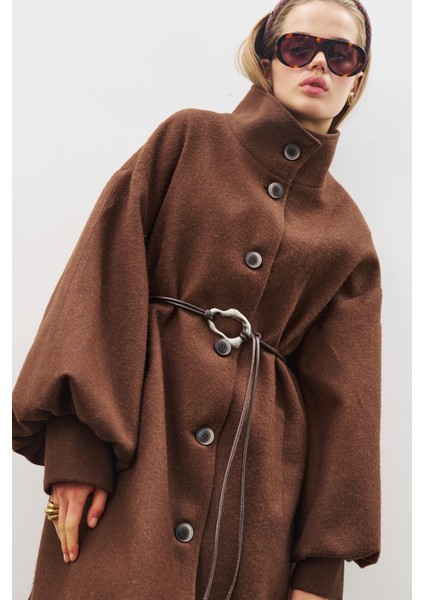 Geniş Tokalı Kordon Kemer Kahverengi