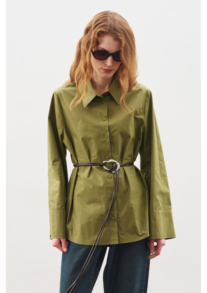 Geniş Tokalı Kordon Kemer Kahverengi