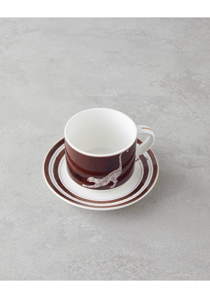 Feline New Bone China 4 Parça 2 Kişilik Çay Fincanı Takımı 230 ml Kahverengi modelleri
