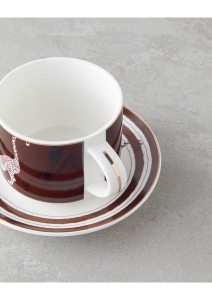Feline New Bone China 4 Parça 2 Kişilik Çay Fincanı Takımı 230 ml Kahverengi fırsatları