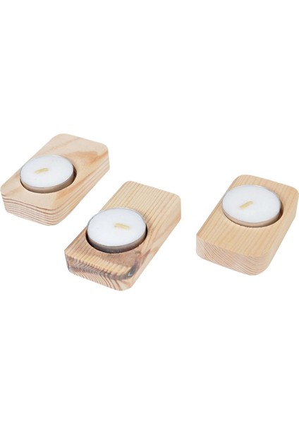 Ağaç Tealight Mumluk Dekoratif Mumluk Mum 3'lü Set