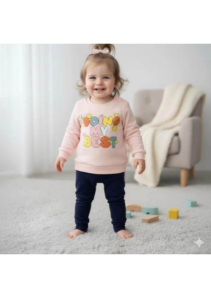 Kız Bebek Baskılı Çıt Çıtlı Alt Üst Ikili Gündelik Takım 6-18 Ay