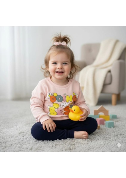 Kız Bebek Baskılı Çıt Çıtlı Alt Üst Ikili Gündelik Takım 6-18 Ay fiyatları