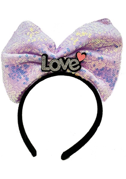 LED Işıklı 3 Farklı Fonksiyonda Yanan Gümüş Love Yazılı Lila Fiyonk Taç 20X17 cm (5067) fiyatları