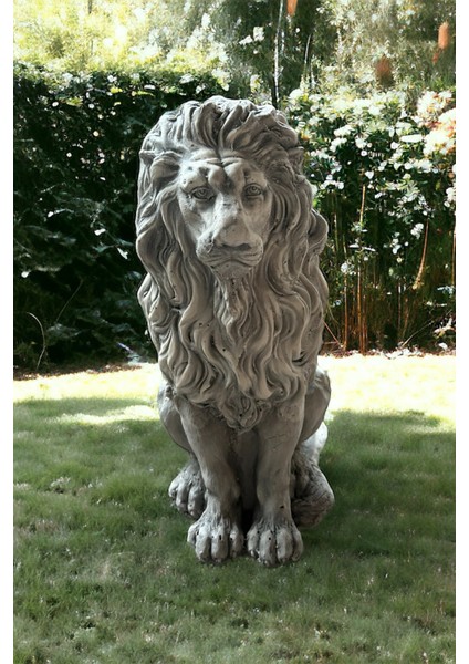 Dekoratif 53CM Gri Aslan Heykeli Ev Balkon Bahçe Dekorasyon Bohem Biblo Heykel