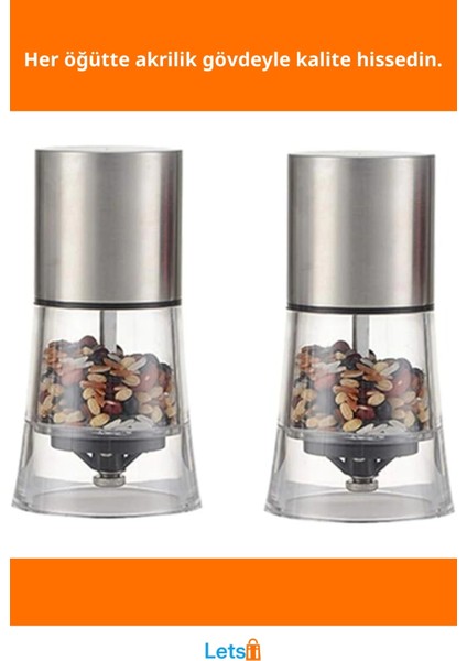 Şeffaf Akrilik El Değirmeni 12 cm Ergonomik Baharat Öğütücü fiyatları
